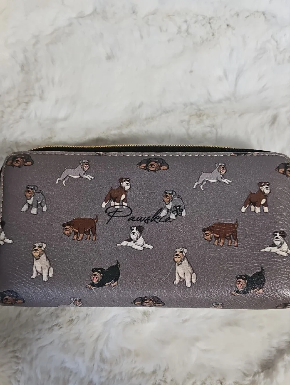 Pawskii Gray Dog-Print Zip Wallet